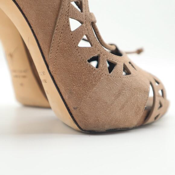 Guiseppe Zanotti Coline Suede Laser Cut Lace Up Stiletto Heels Size 36 - Picture 7 of 10